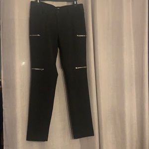 Cache Black Stretch leggings with zippers. Size 4